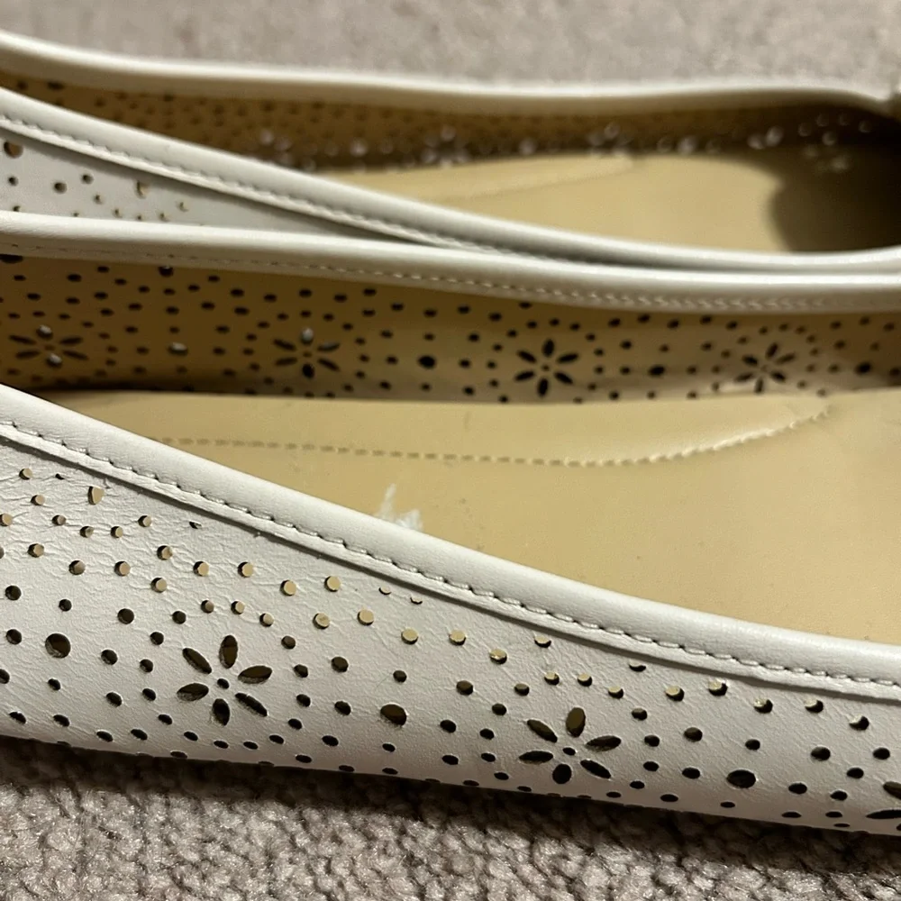 Michael Kors Cream Perforated Leather Logo Ballet Flats - Picture 6 of 8